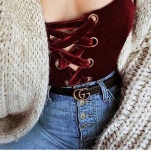 LUSH Lace Up Bodysuit Cami New